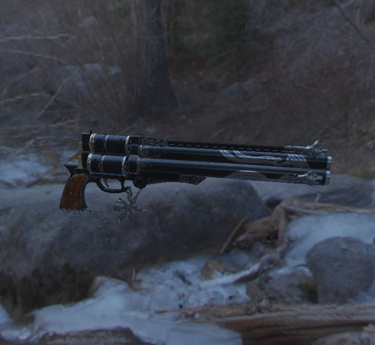 A pistol in a forest environment